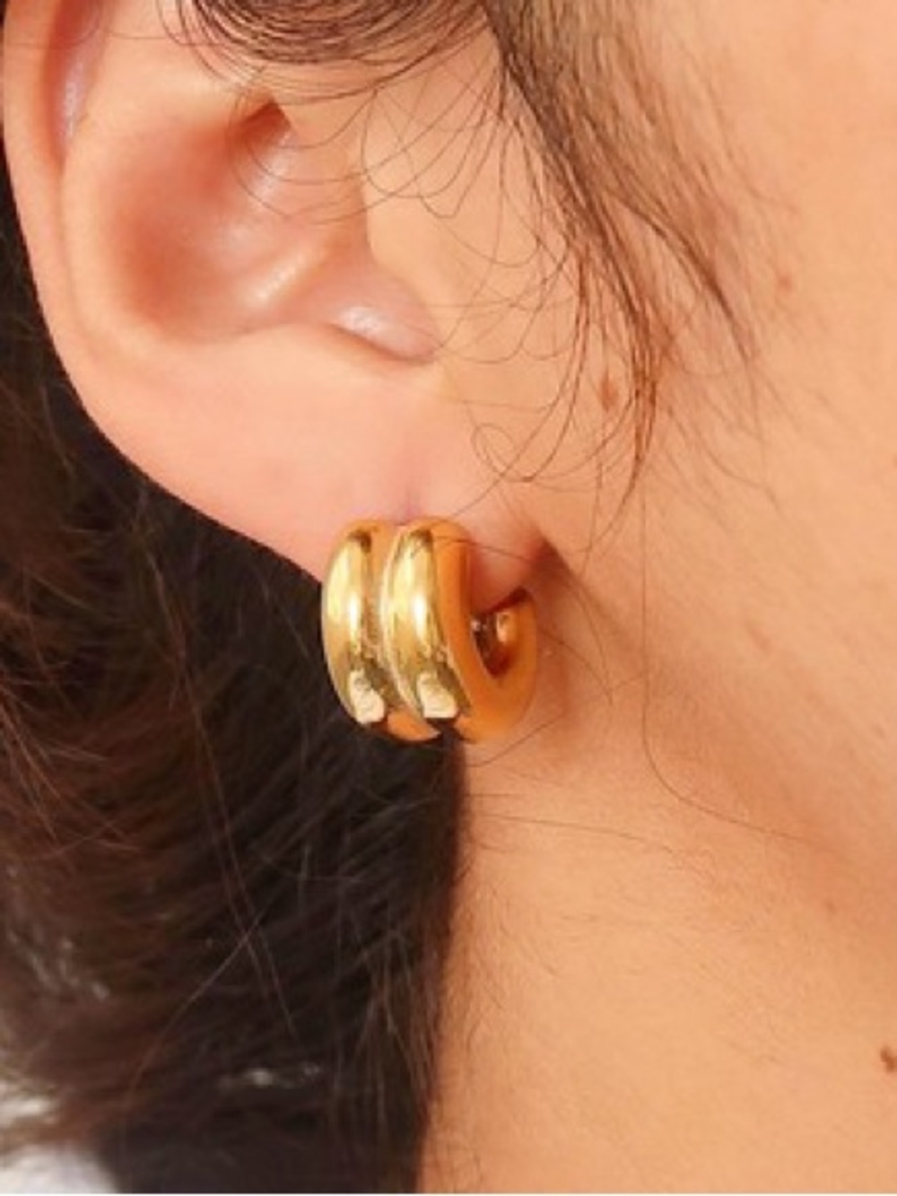 Gold Double C Hoop Earrings (7551)